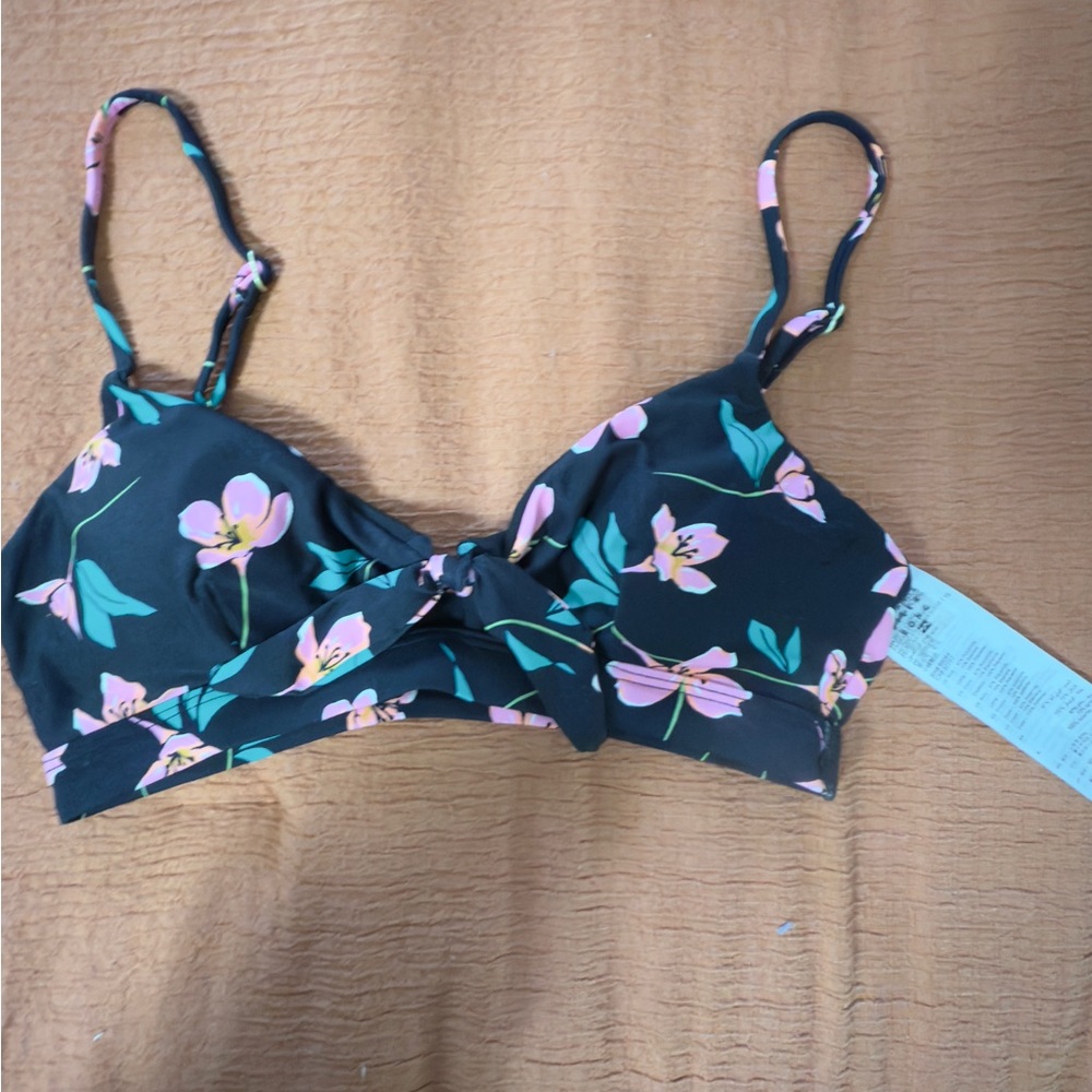 Billabong Floral Bralette - Black and Pink